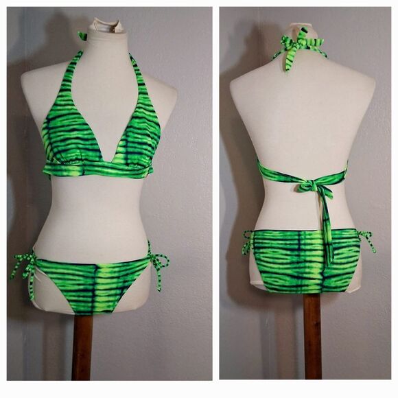 Victoria's Secret Green and Black Bikini - Picture 1 of 8